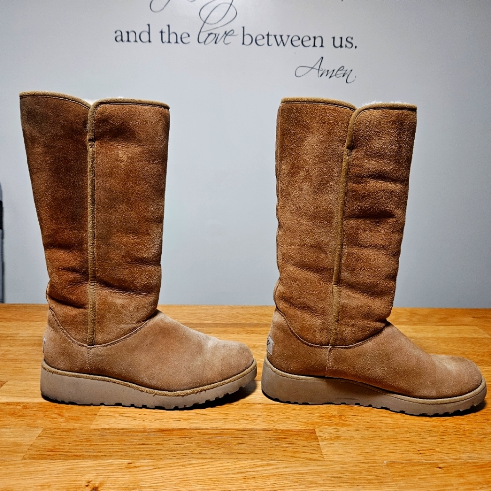 Ugg Kara Chestnut Demi Wedge Classic Tall And Slim Boots Twinface And Suede View 3